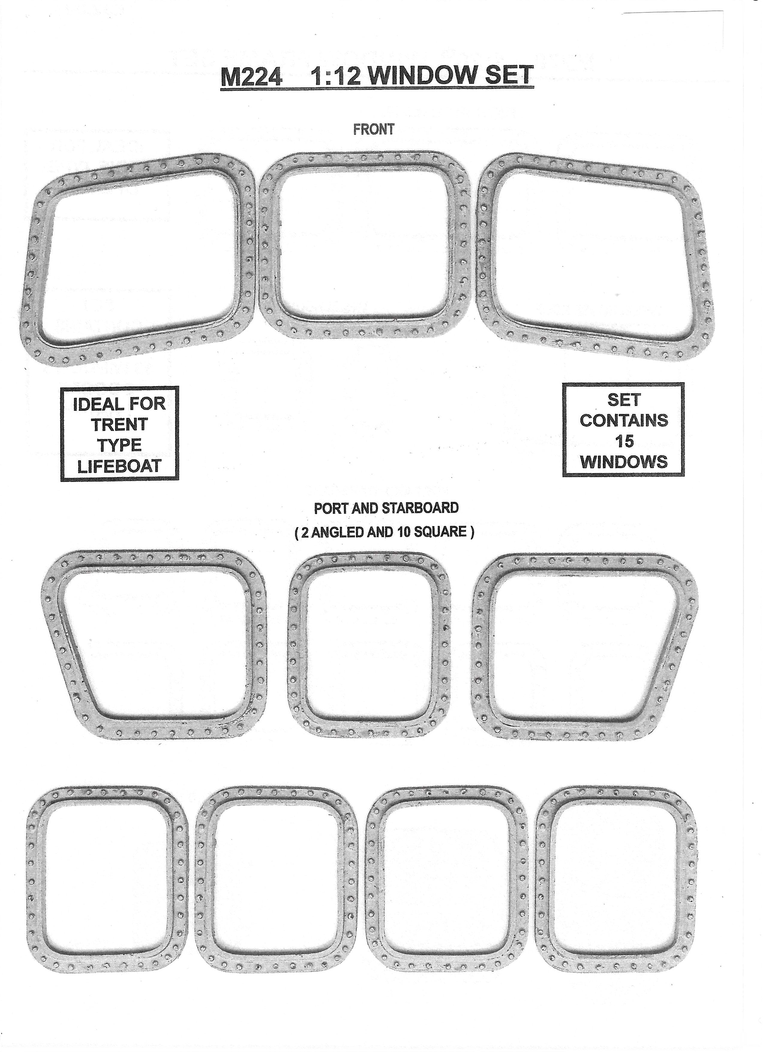 M224  1:12th scale Trent Lifeboat Window frame set