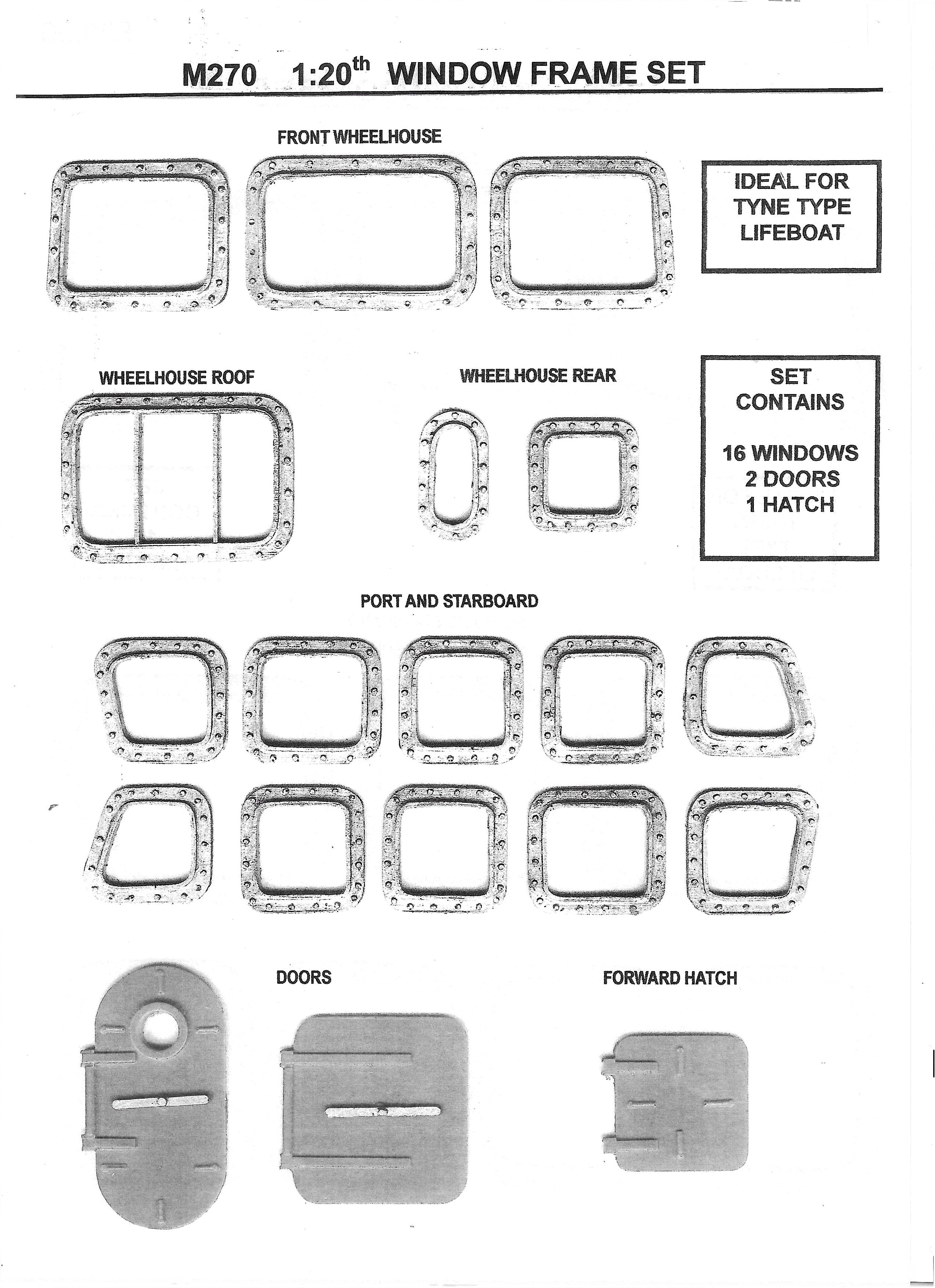 M270  1:20th scale Tyne Lifeboat Window frame set