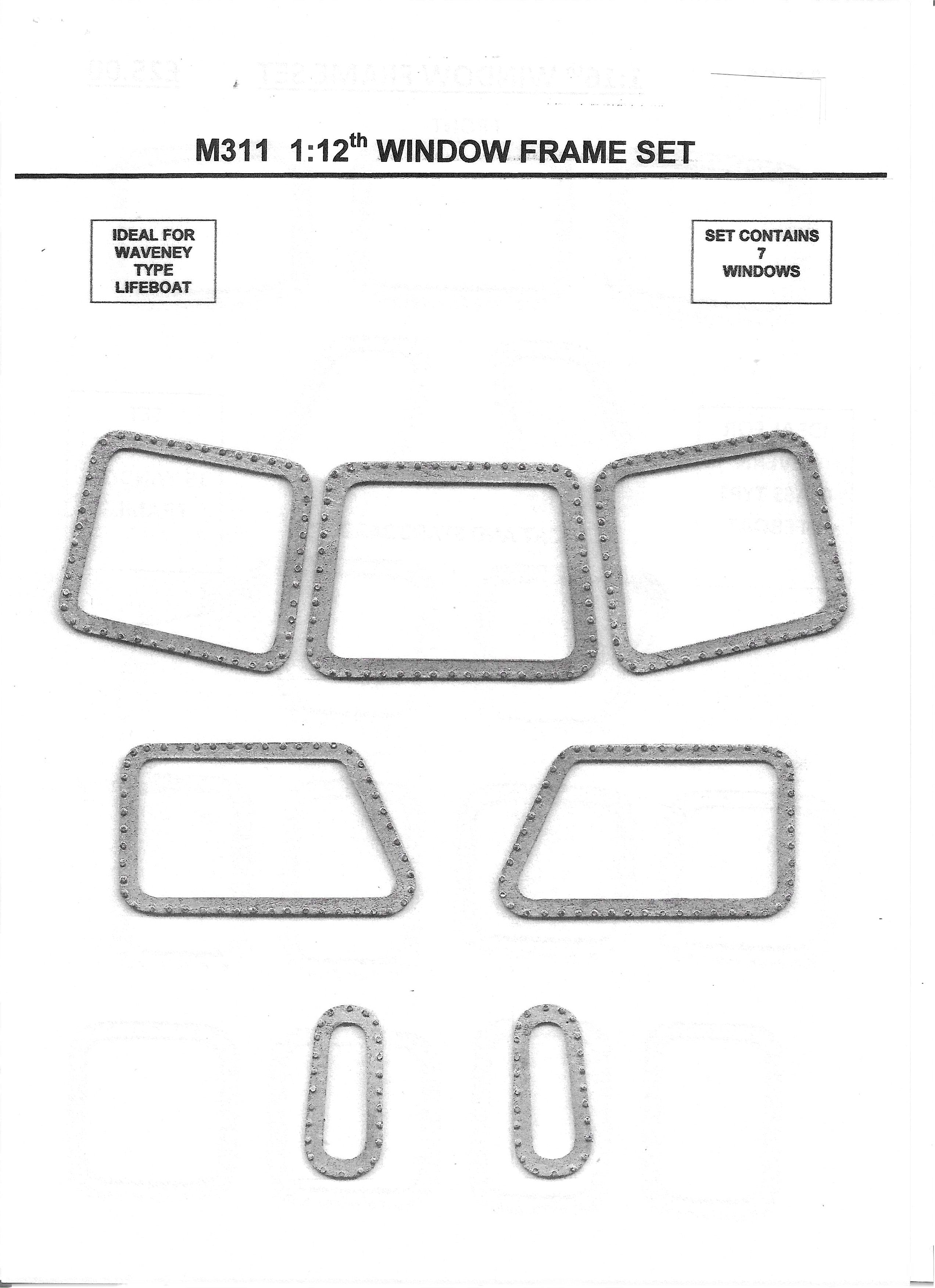 M311  1:12th scale  Waveney Lifeboat Window frame set