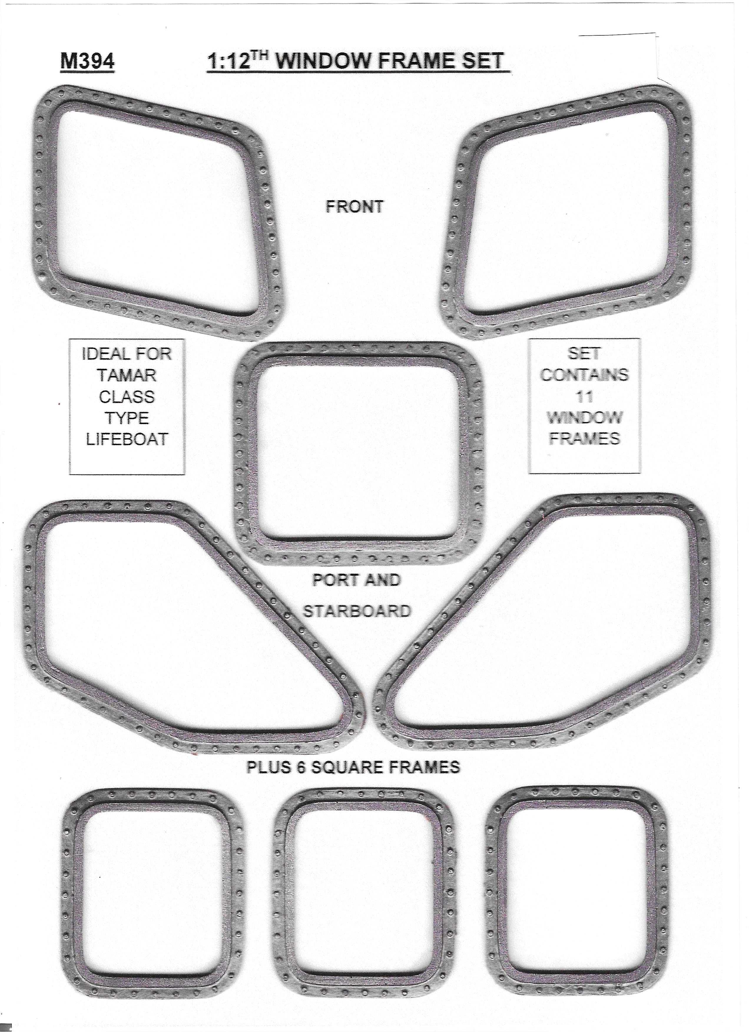 M394 1:12th scale  Tamar Lifeboat Window frame set